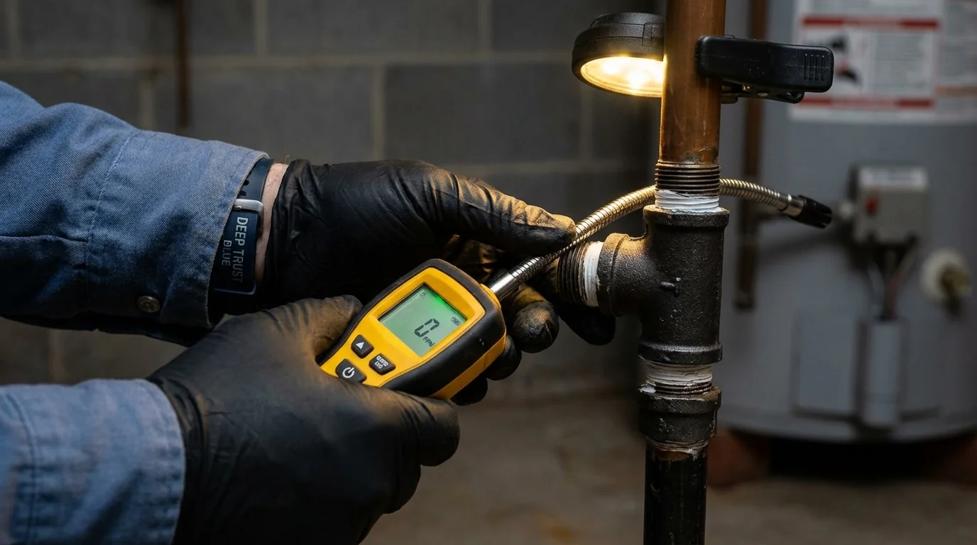 Gas leak detection with electronic sniffer by Johns Plumbing LLC in Morrisville
